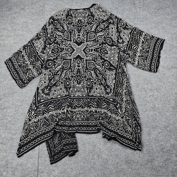 Bila Kimono Cardigan Womens M/L Black Boho Paisley Open Front Rayon Festival - Picture 6 of 6